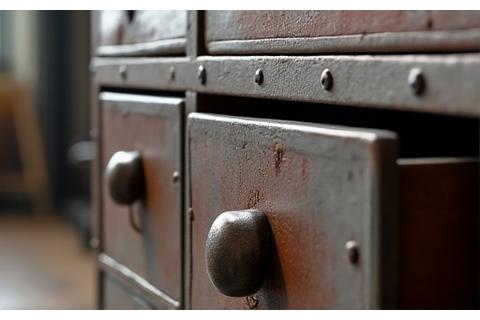 원재료의 질감과 금속이 드러나는 인더스트리얼 스타일 서랍장