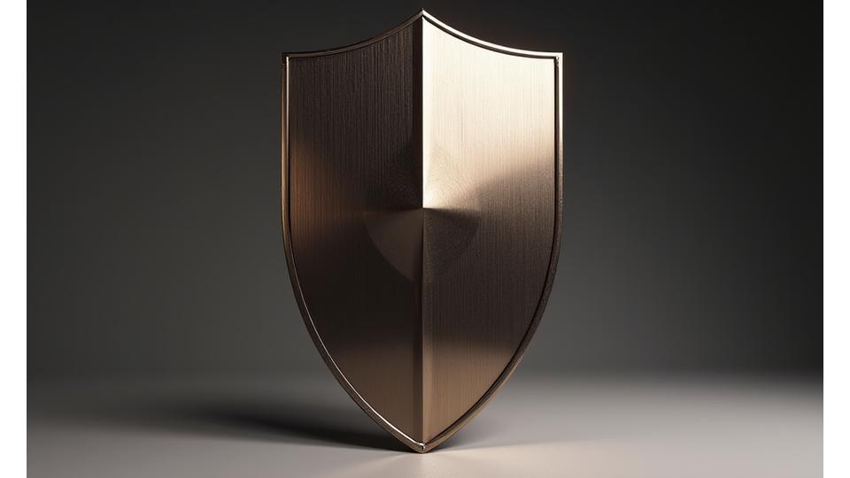 견고하고 윤기나는 금속 방패, Gyeollin Craft의 책임감 있는 보호를 상징